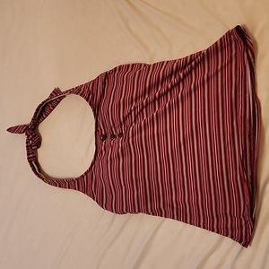 Colorful tank with around the neck tie, beach house, medium